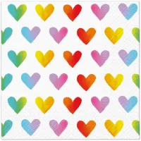serwetki 3-war. rainbow hearts 33cmx33cm 20 szt.