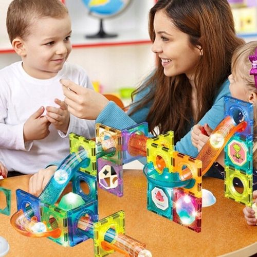 Klocki magnetyczne konstrukcyjne 49el 3D edukacyjne duży zestaw dla dzieci na Arena.pl