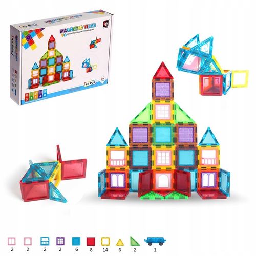 KLOCKI MAGNETYCZNE KONSTRUKCYJNE 3D DUŻE 45 elem. na Arena.pl