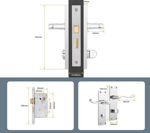 Probrico Klamki do drzwi Zamek wewnętrzny Srebrne 5 par na Arena.pl