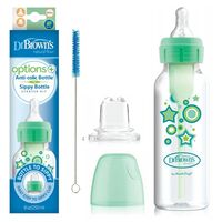 Dr. Brown's Butelka antykolkowa dekorowana zielona Options+ 250ml smoczek 6m+ i ustnik silikonowy