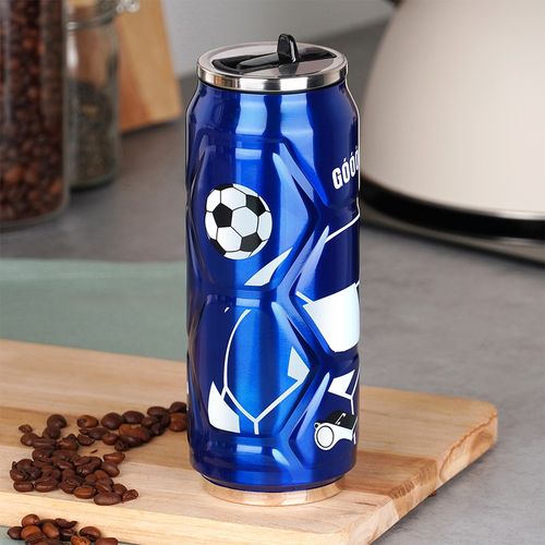 Kubek Termiczny Puszka Termos Bidon na Napoje Ciepłe Zimne Niebieski 0,5L na Arena.pl