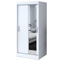 Szafa Przesuwna 90 cm HUGO Biel Garderoba Listwy 2 Wnętrza