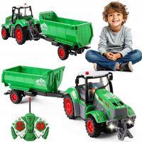 DUŻY TRAKTOR ROLNICZY ZDALNIE STEROWANY AUTO CIĄGNIK Z PRZYCZEPĄ NA PILOTA