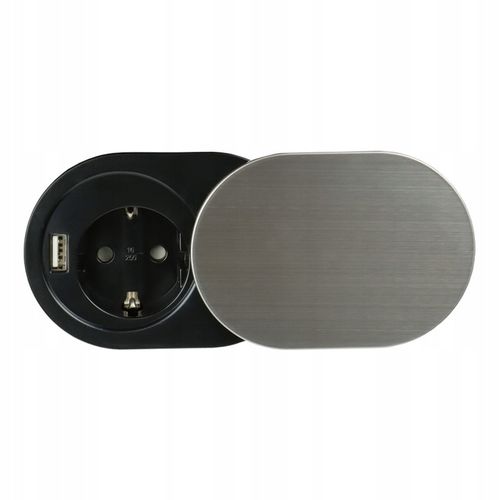 SLIDE BOX USB Gniazdo Meblowe wpuszczane w blat przesuwna pokrywa ALUMINIUM na Arena.pl