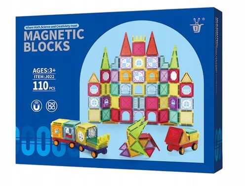 KREATYWNE KLOCKI BLOKI PANELE MAGNETYCZNE 3D 110EL KONSTRUKCYJNE POJAZDY na Arena.pl