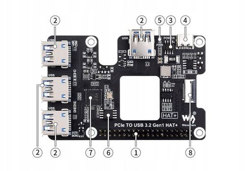 Rozszerzenie PCIe USB 3.2 dla Raspberry Pi 5, HUB PCIe na 4 x USB na Arena.pl