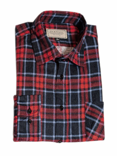 41/42 - L/XL Męska koszula flanelowa w czerwono-niebieską kratę