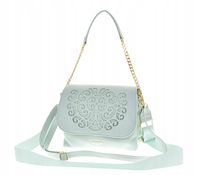 Laura Biaggi - torebka listonoszka aqua ażurowy wzór klapka zamsz L325064