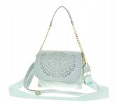 Laura Biaggi - torebka listonoszka aqua ażurowy wzór klapka zamsz L325064