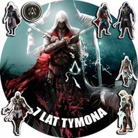 OPŁATEK NA TORT 30CM - ASSASSIN GRY GRA + IMIĘ + GRATIS! 24CM 26CM