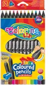 Kredki Colorino z czarnego drewna, trójkątne. Jumbo (12 sztuk) + temperówka