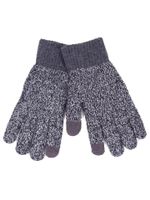 Rękawiczki męskie pięciopalczaste szary melanż z mankietem dotykowe 24