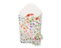 Rożek dla niemowląt z wiązaniem 2w1 usztywniany i miękki - łąka