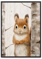 Plakat dla dziecka wiewiórka 50x70 cm w czarnej ramie