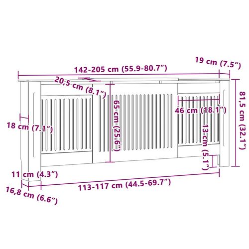 Pokrywa Grzejnika 2 pcs Czarny (142-205) x 20.5 x 81.5 cm na Arena.pl