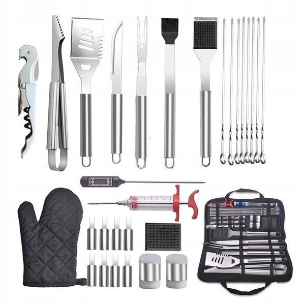 ZESTAW DO GRILLA Stal PRZYBORY XXL 30x AKCESORIA zdjęcie 1