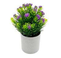 ROŚLINA OZDOBNA W DONICZCE SZTUCZNE KWIATY 20cm fioletowy kwiat