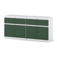 Komoda Z 4 Szufladami Szafka 160cm Biała Butelkowa Zieleń Salon Sypialnia