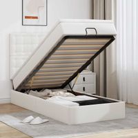 Łóżko otomana z materacem, biała, 80x200 cm, ekoskóra