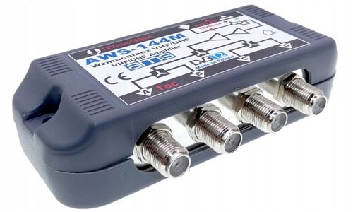 Wzmacniacz antenowy DVB-T2 budynkowy do 4 TV AWS-144M + zasilacz AMS na Arena.pl