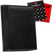 skórzany portfel męski w czarnym kolorze w orientacji pionowej bez