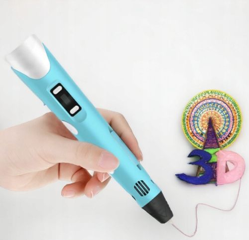 DŁUGOPIS 3D NIEBIESKI DRUKARKA 3D PEN DZIECI + WKŁAD 110m + MATA + SZABLONY na Arena.pl