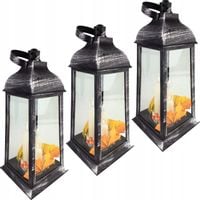 ZESTAW LAMPION LATARENKA CORTINA ZNICZ 31 CM JESIENNA OZDOBNA ŚWIECE LED