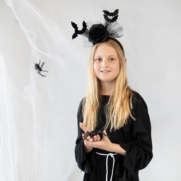 Opaska na Halloween Róża Nietoperze zdjęcie 2