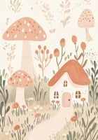 Plakat 70x100cm Wzory dla Dzieci, Dziewczynki i Chłopca - Domki