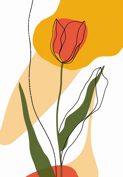 Plakat 68x98cm Przerysowany Tulipan zdjęcie 1