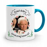 Kubek Błękitny Śmieszny Pis Jarosław Kaczyński Z Nadrukiem Ze Zdjęciem