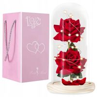 WIECZNA RÓŻA W SZKLE ŚWIECĄCA LED NA PREZENT DZIEŃ BABCI KOBIET WALENTYNKI