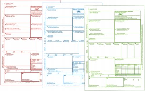 cmr list przewozowy 100 kartek - 3 odcinki - 33 komplety - 10 szt. na Arena.pl