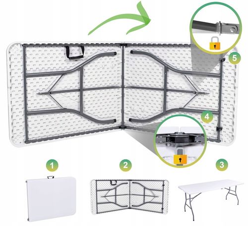 Stół skłądany kateringowy 74 x 180 x 73,5 cm biały na Arena.pl