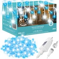 KURTYNA SOPLE 500 LED LAMPKI 22,5 m ZEWNĘTRZNE+FLASH NIEBIESKIE CHOINKOWE