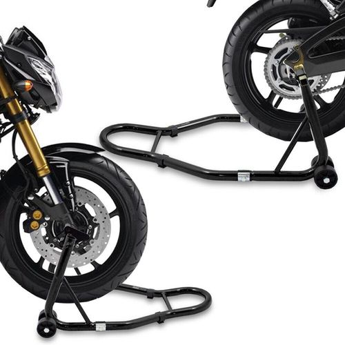 18973 Zestaw 2 stojaków motocyklowych na przednie i tylne koło czarne na Arena.pl