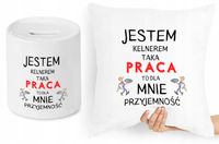 Dla Kelnera Zestaw Poduszka + Skarbonka Prezent Z Nadrukiem Ze Zdjęciem