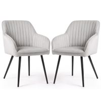 2x Krzesło welurowe tapicerowane do salonu FLORENCE Szare Czarne nogi