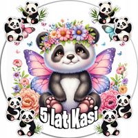 OPŁATEK NA TORT 20CM - ZWIERZĘTA PANDA URODZINOWA + IMIĘ 15CM 18CM