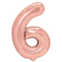 Balon foliowy cyfra 6 różowe złoto 70 cm