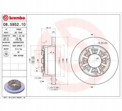 TARCZA HAM TYL 289X22 P BREMBO na Arena.pl