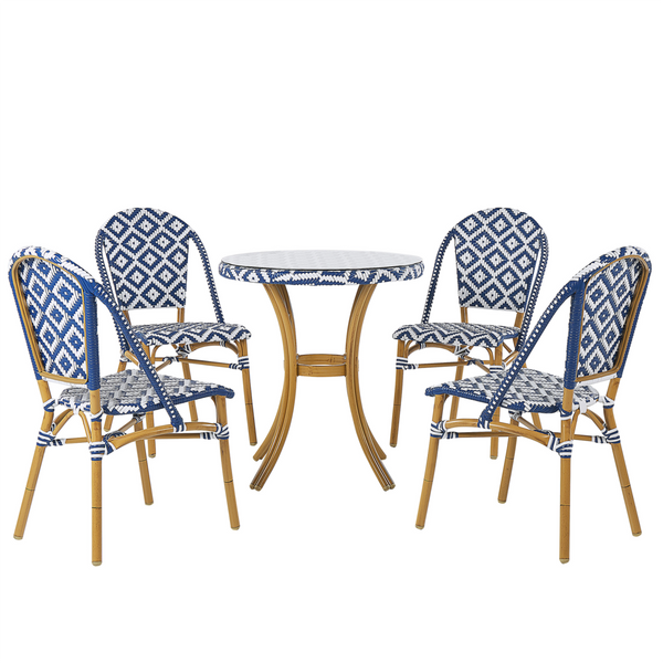 Zestaw ogrodowy stół i 4 krzesła wzór niebiesko-biały RIFREDDO zdjęcie 1
