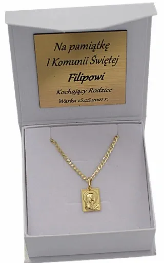 Złoty Łańcuszek Pancerka Pełny z Medalikiem pr 585 Grawer Gratis zdjęcie 14