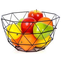 Koszyk Geometryczny na Owoce Warzywa Metalowy Czarny Wieszak Patera Miska
