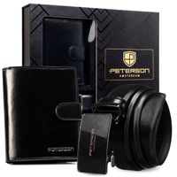 portfel i pasek box ptn 1549l-125-k01-bw-7119 blac