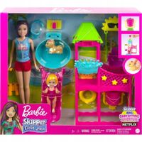 zestaw mattel barbie dwie lalki wodny plac zabaw skipper +akcesoria