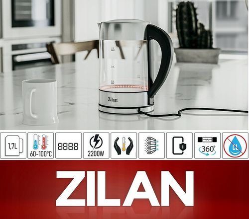 CZAJNIK ELEKTRYCZNY SZKLANY LED Z REGULACJĄ TEMPERATURY 2200W na Arena.pl