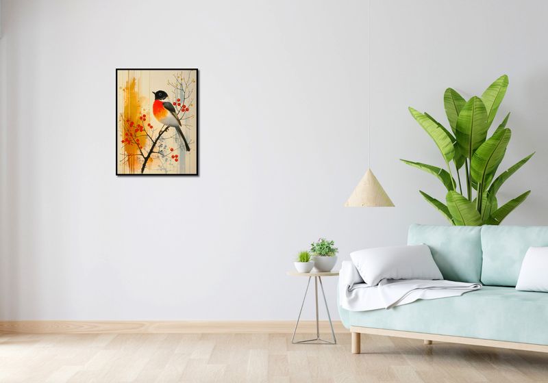 Plakat 50x65cm Jesienny Rudzik zdjęcie 4