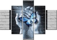 70 100CM OBRAZ 5 ELEM MOTYL DŁONIACH DRUK PŁÓTNO